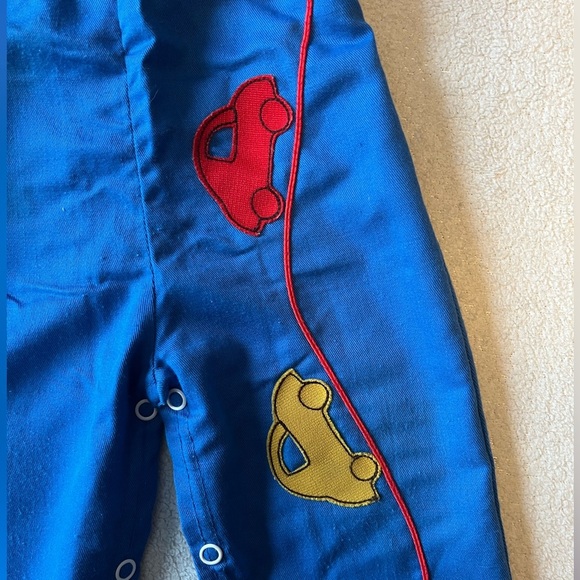 Vintage overalls, baby toddler. Blue with appliqué cars on front. 12 months - Picture 2 of 9